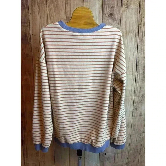Wishlist Striped Crewneck Velour Sweatshirt Women's Size M/L - Picture 3 of 7